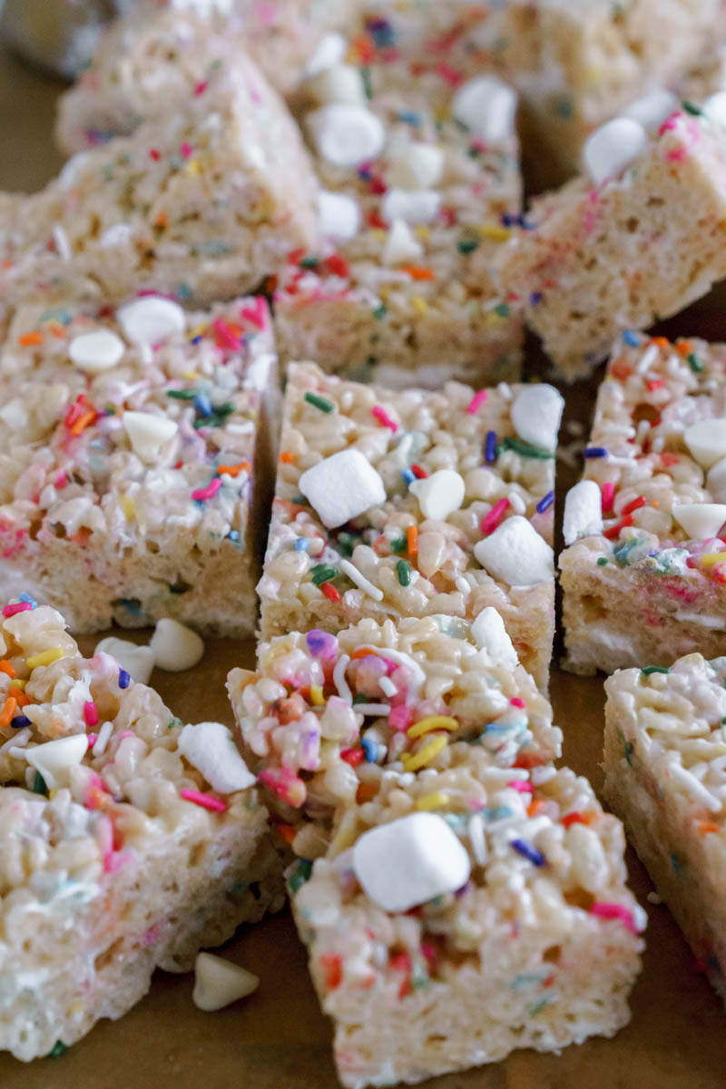 Birthday Sprinkle Rice Krispy Treats Recipe - Cake Babe Bakery