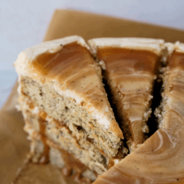 banana cake with brown butter frosting