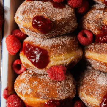 raspberry filled donut