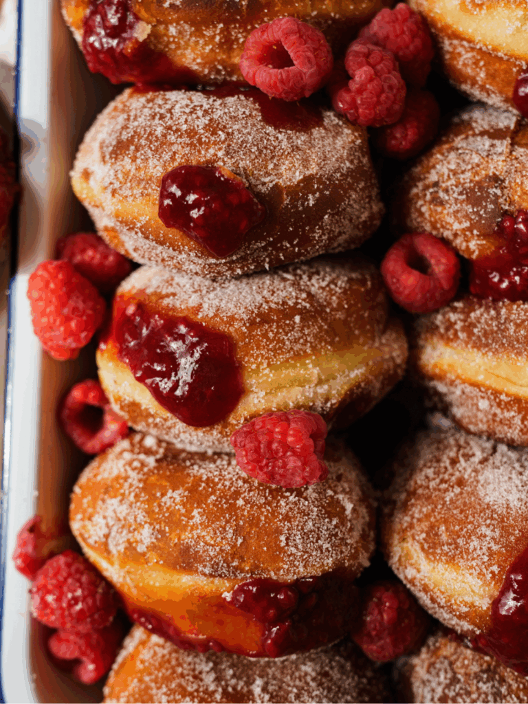 raspberry filled donut