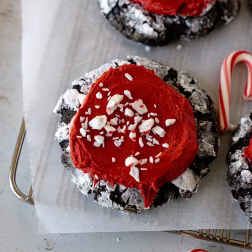 Chocolate Peppermint Crinkle Cookies