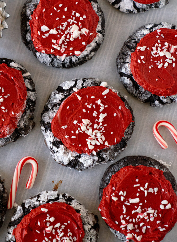 Chocolate Peppermint Crinkle Cookies