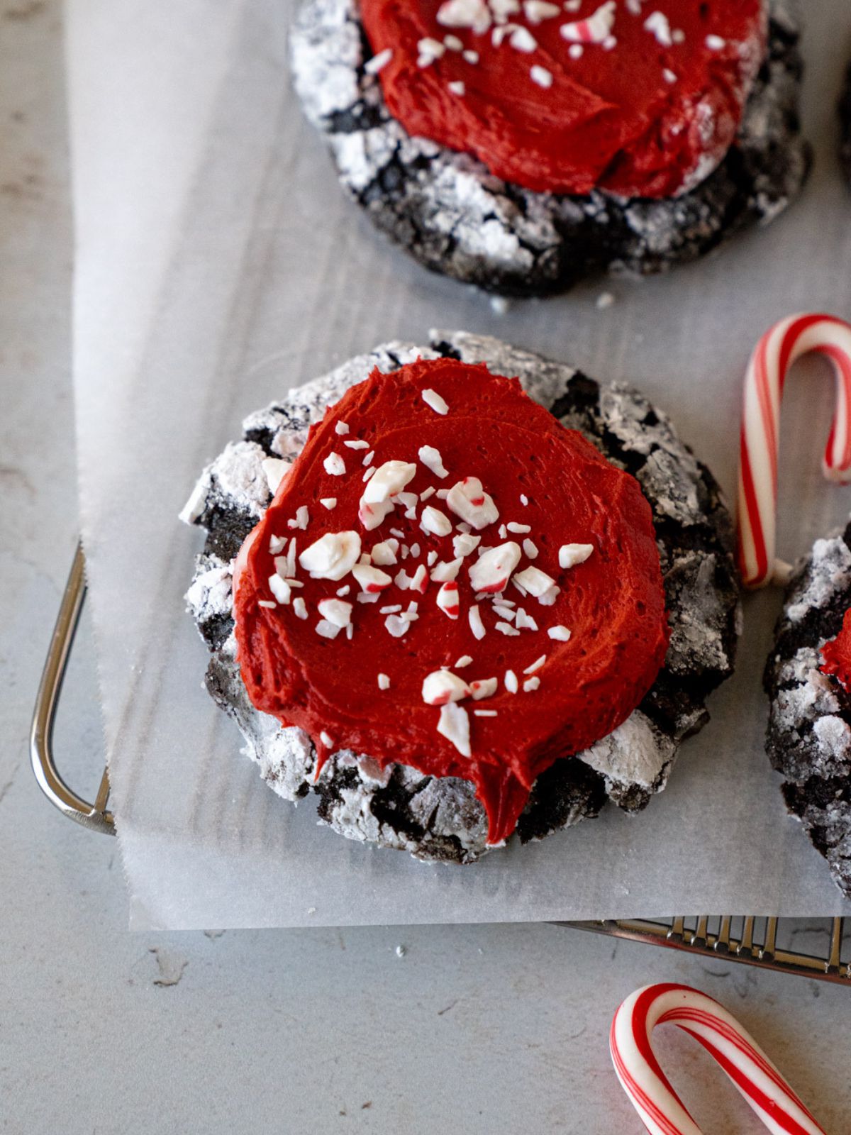 Chocolate Peppermint Crinkle Cookies
