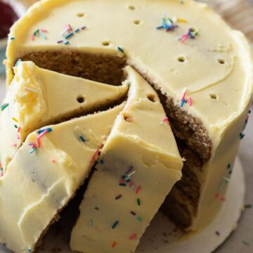 graham cracker cake with cake batter frosting