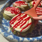 raspberry matcha cheesecake cookies