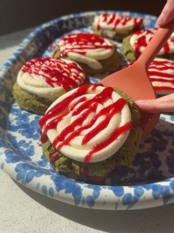 raspberry matcha cheesecake cookies