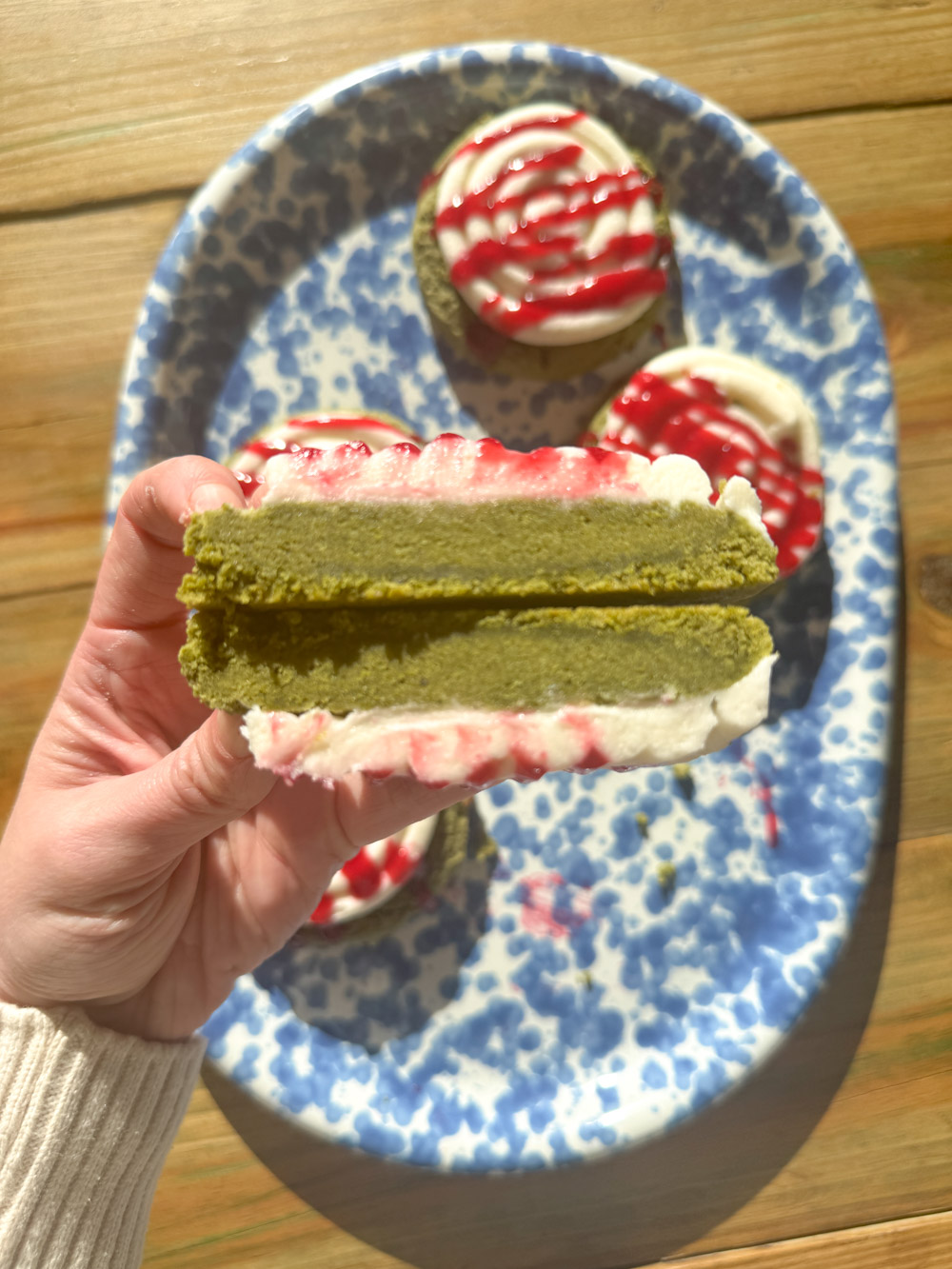 Raspberry Matcha Cheesecake Cookies - Cake Babe Bakery